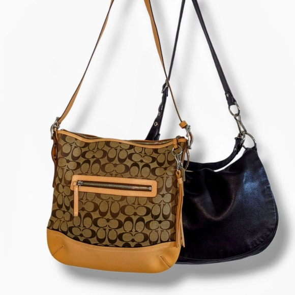 Coach Handbags - Coach | Classic Vintage Pebbled Leather Satchel & Canvas Shoulder Bag Bundle